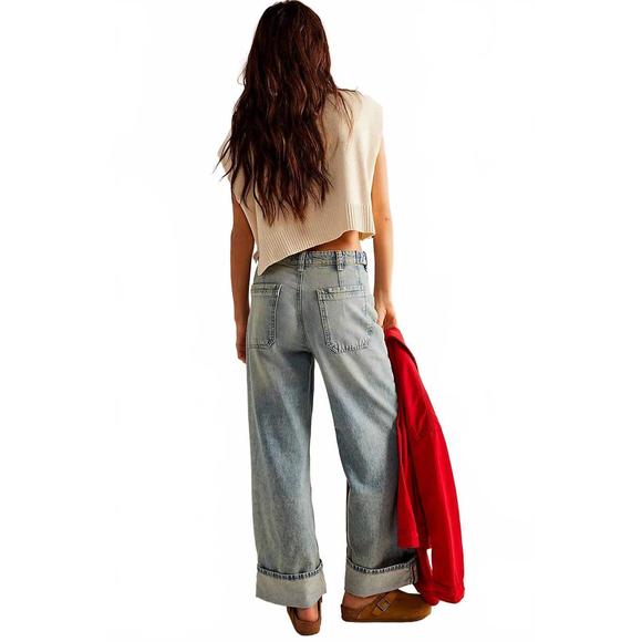 NEW FREE PEOPLE palmer cuffed jeans in la la land - Picture 3 of 10